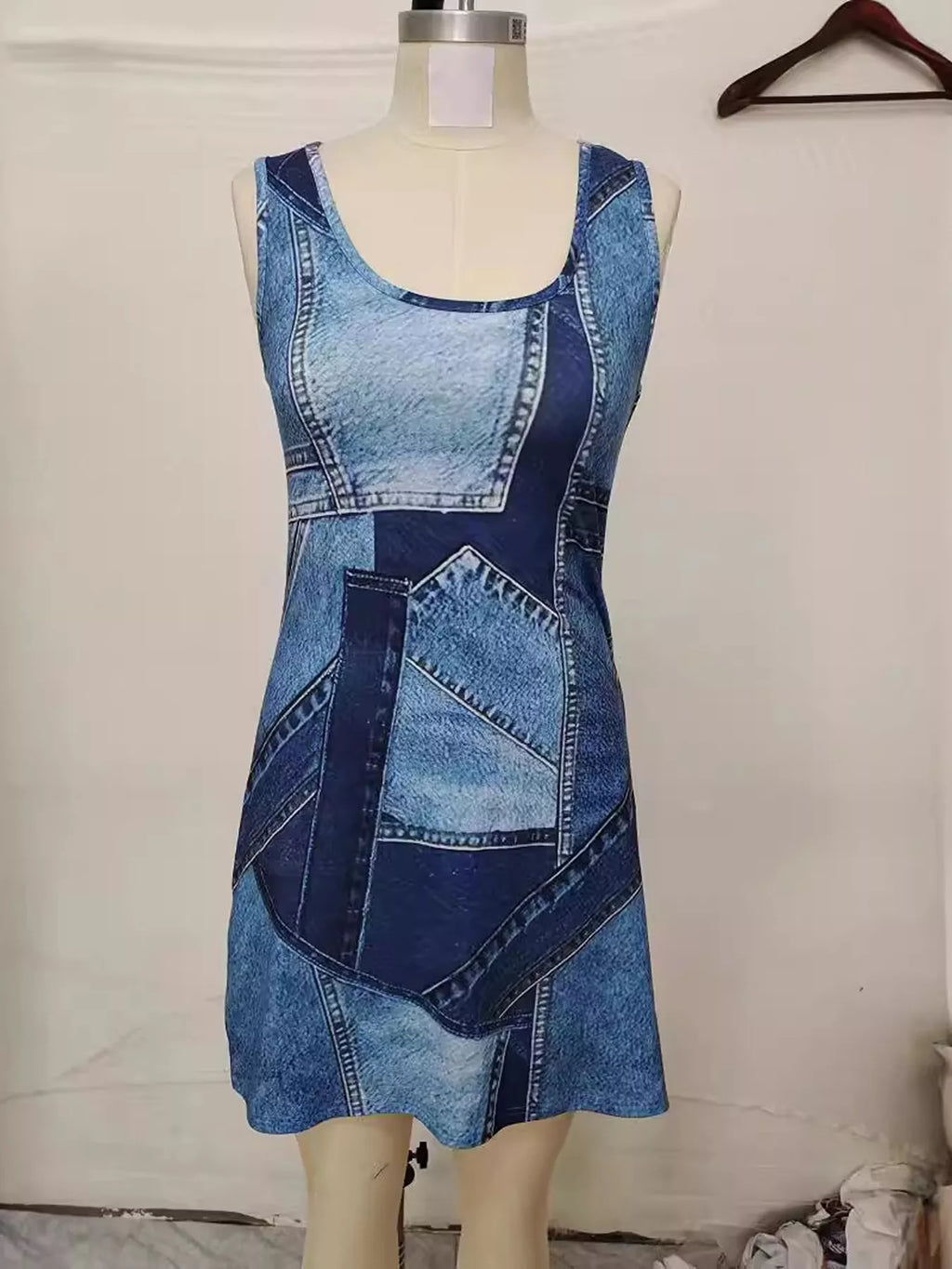 Patchwork Denim Sleeveless Dress — additional view 3