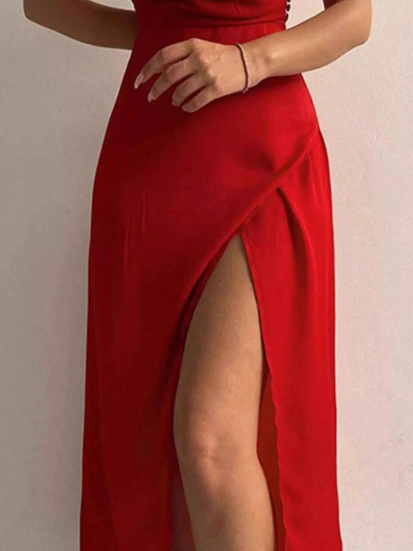 Summer slit maxi dress with spaghetti straps — additional view 5