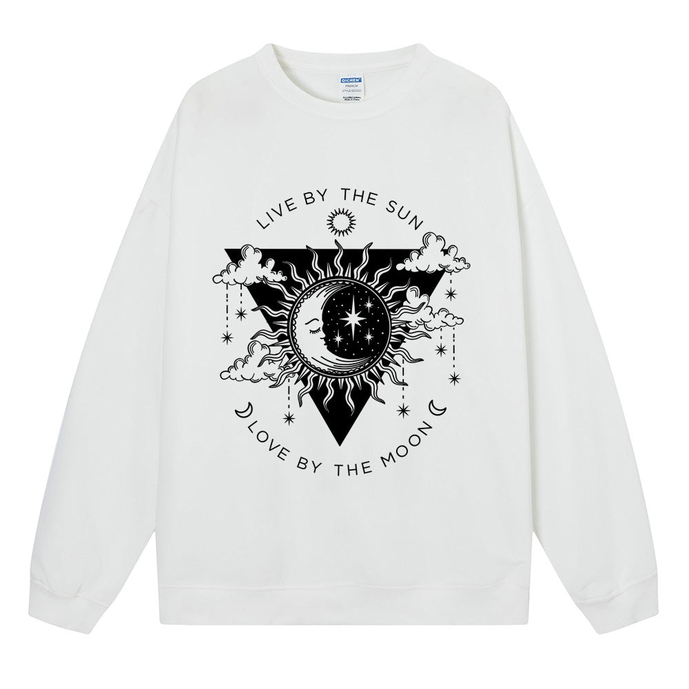 White cartoon graphic print sweatshirt for women
