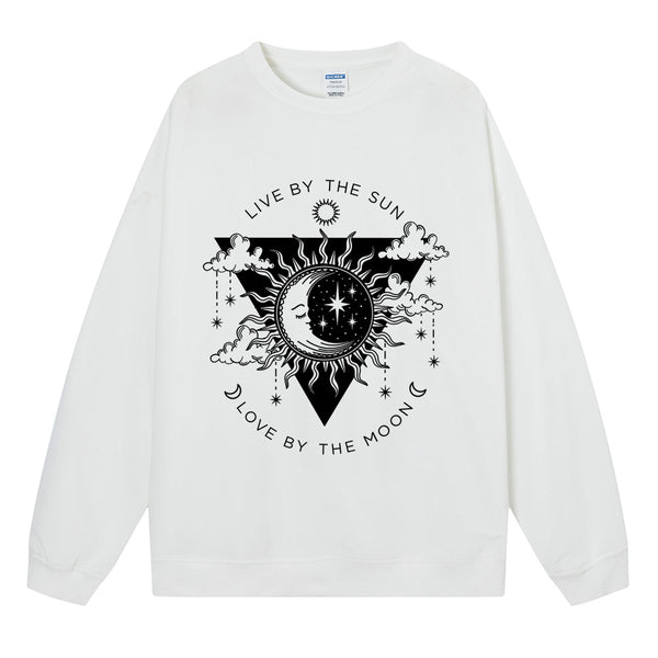 White cartoon graphic print sweatshirt for women
