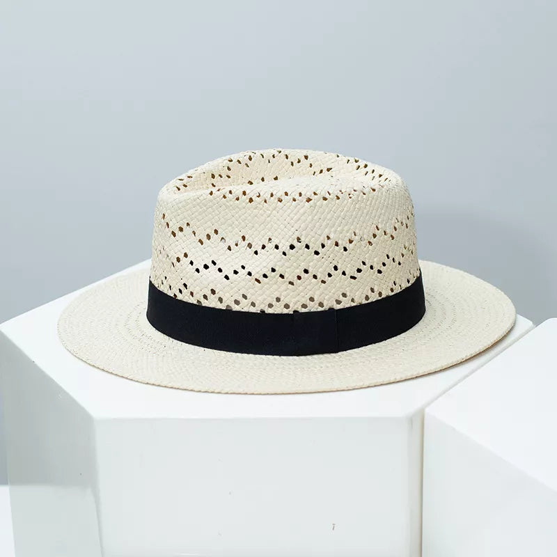Straw hat with ribbon accent — additional view 2