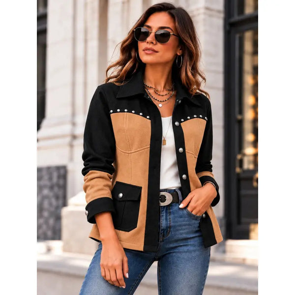 Retro colour-block jacket for women, image 4