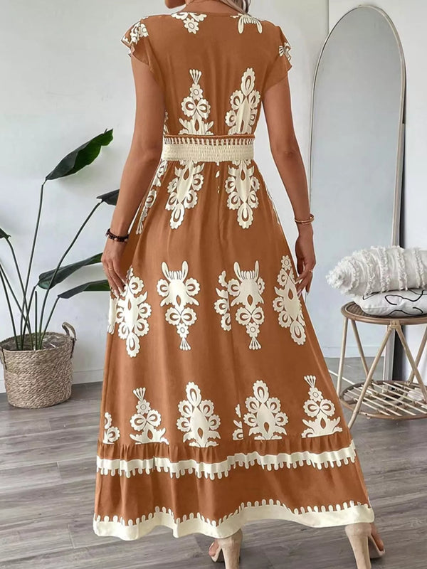 Ruffled Printed V-Neck Maxi Dress view 8