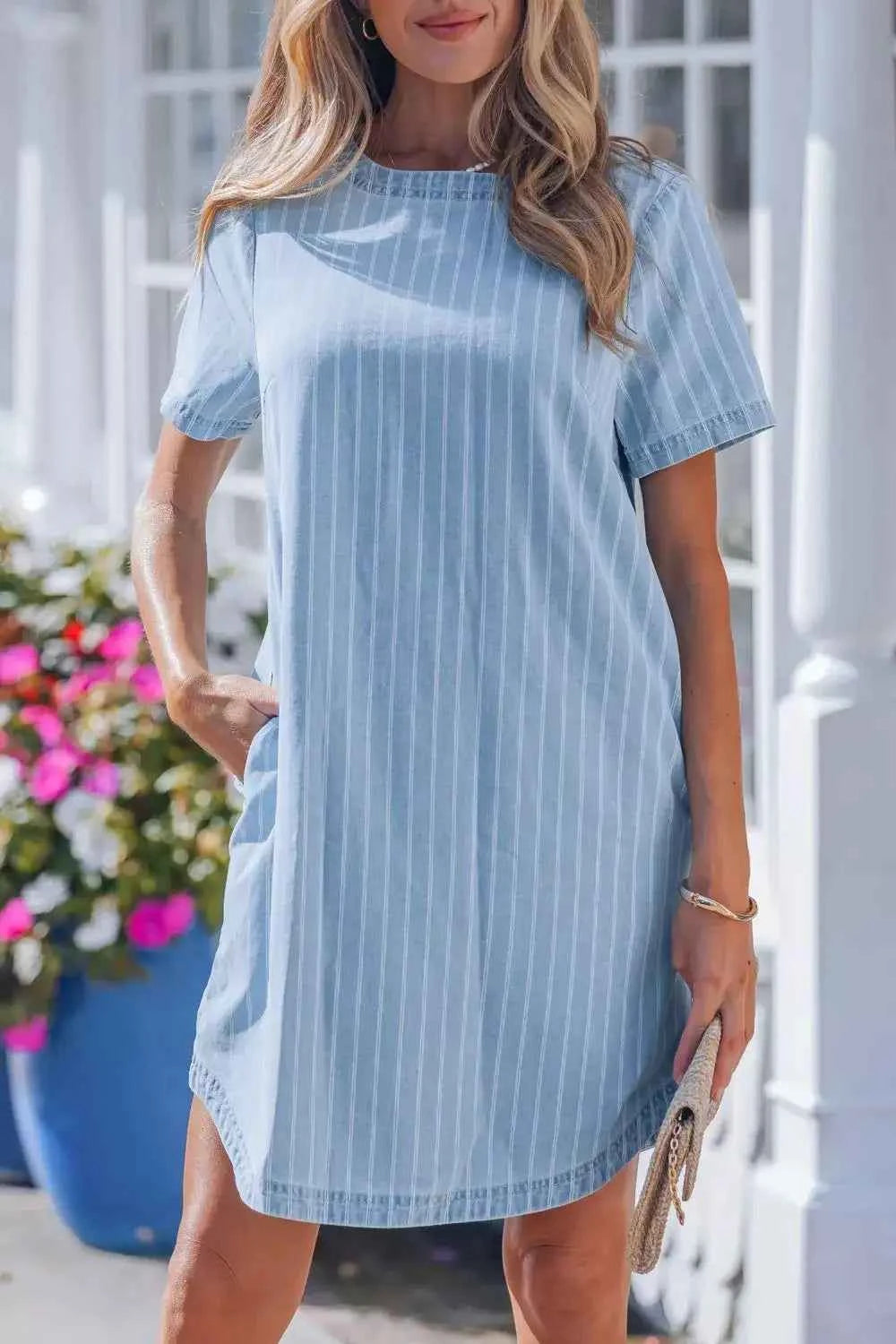 Stripe denim mini dress — additional view 3