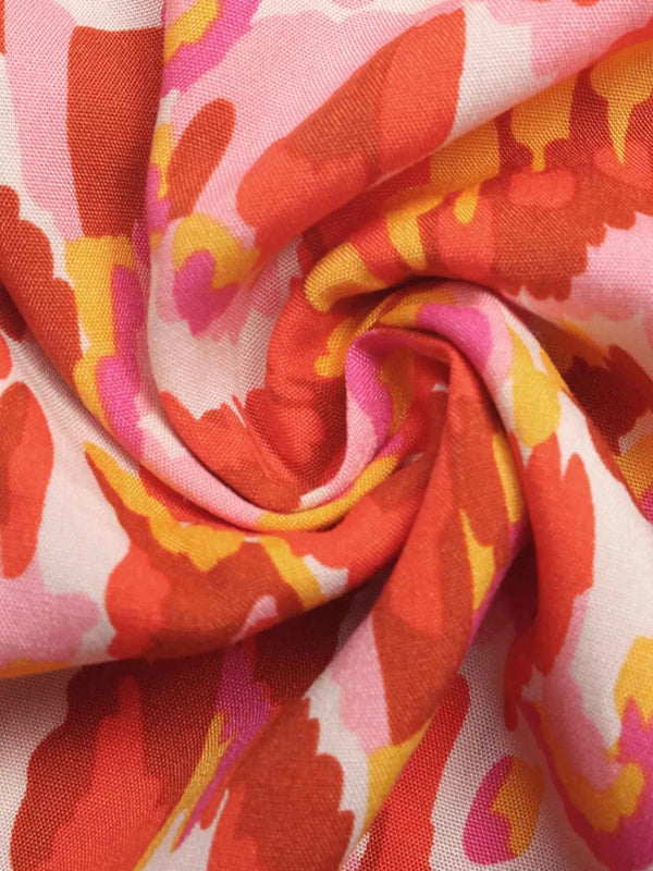 Printed V-neck sleeveless smocked maxi dress — additional view 9
