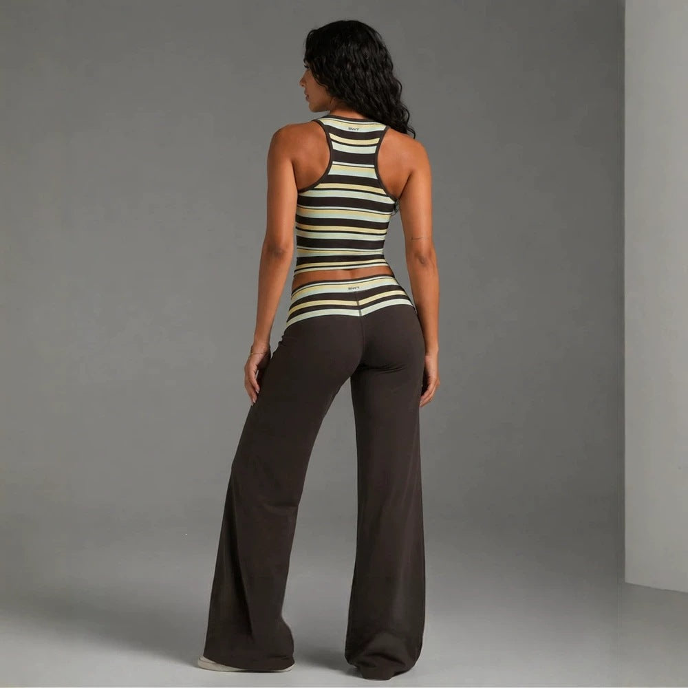 Sleeveless Striped Top and Loose Pants Set view 2
