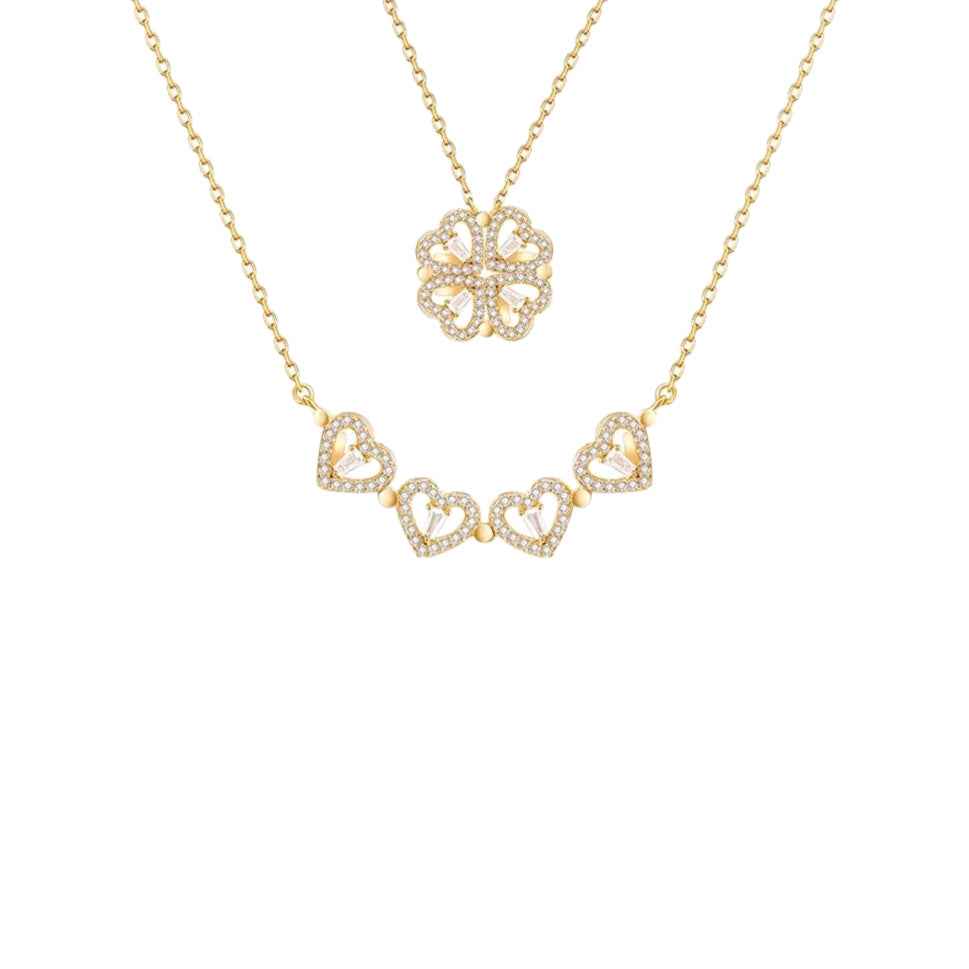 Four-leaf clover and heart necklace — additional view 5