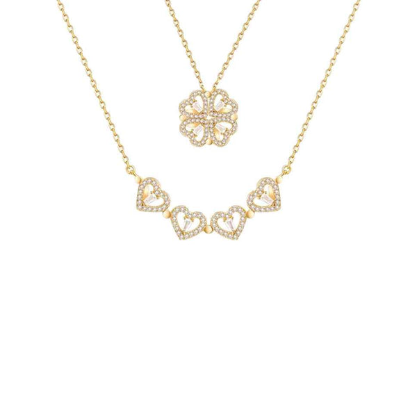 Four-leaf clover and heart necklace — additional view 5