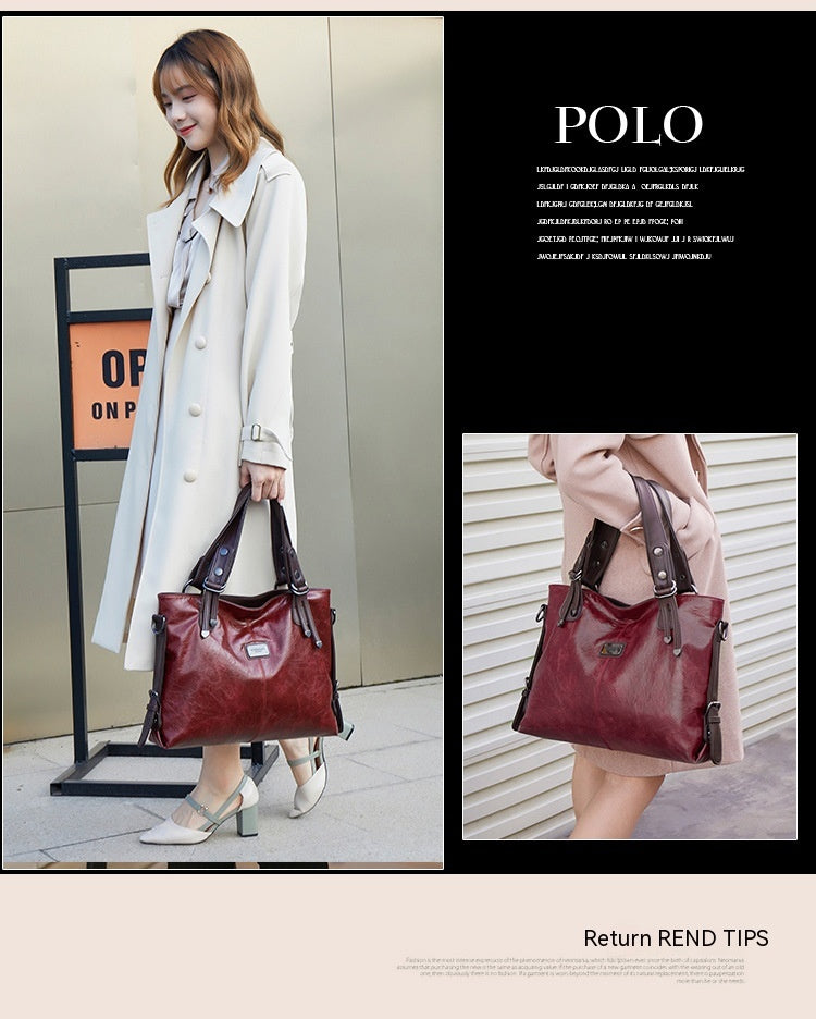 Retro Faux Leather Tote Bag for Women, alternate product view