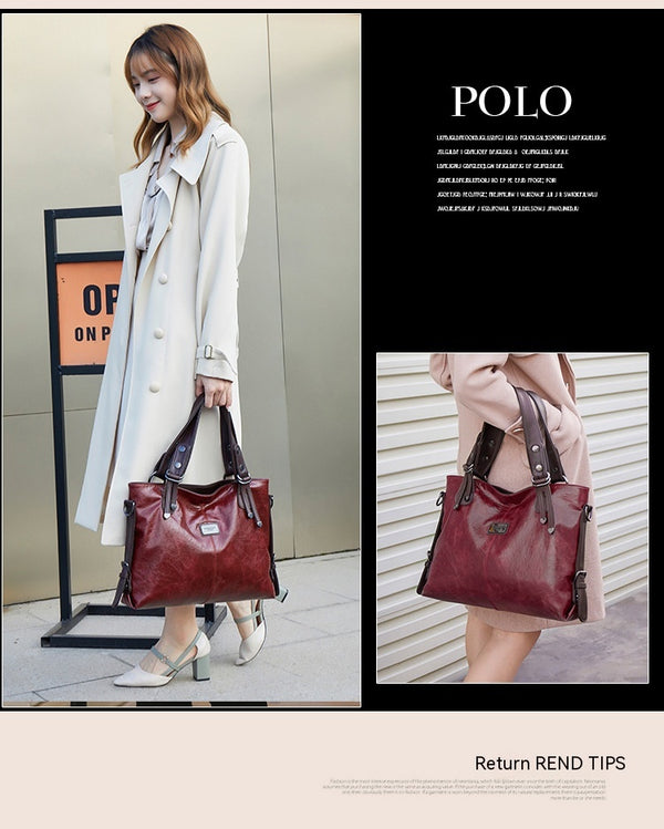 Retro Faux Leather Tote Bag for Women, alternate product view