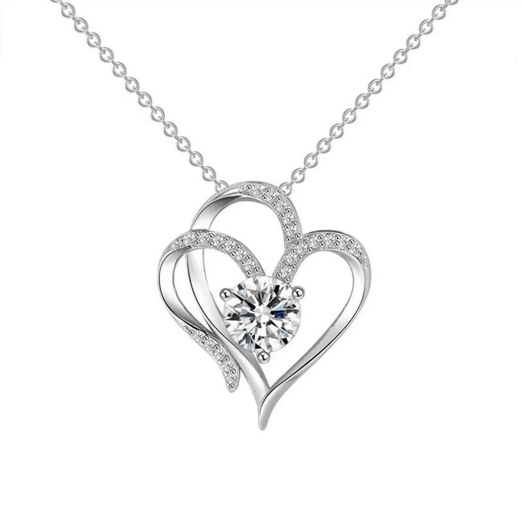 Zircon heart pendant necklace in silver-plated alloy — additional view 4