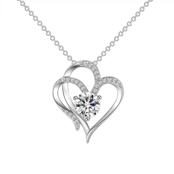 Zircon heart pendant necklace in silver-plated alloy — additional view 4