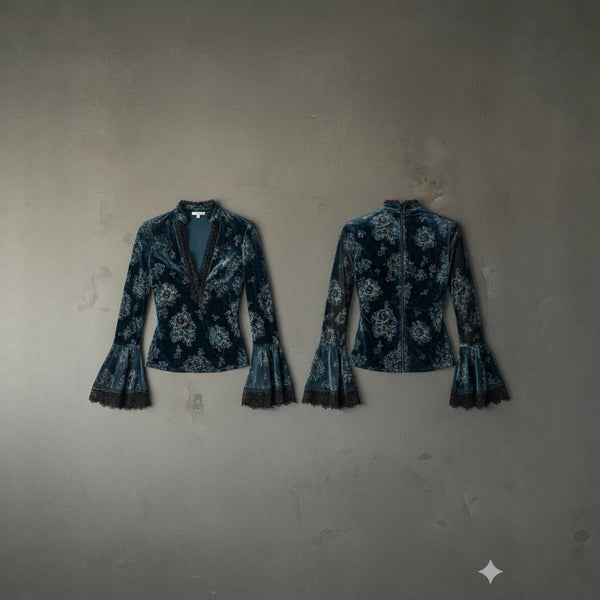 Blue bohemian casual top product image