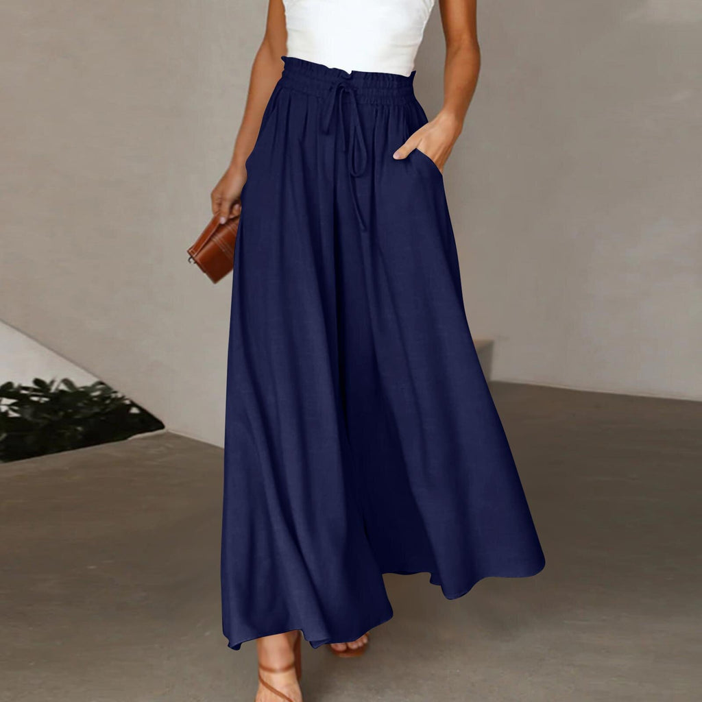 High-waisted wide-leg dress pants product image