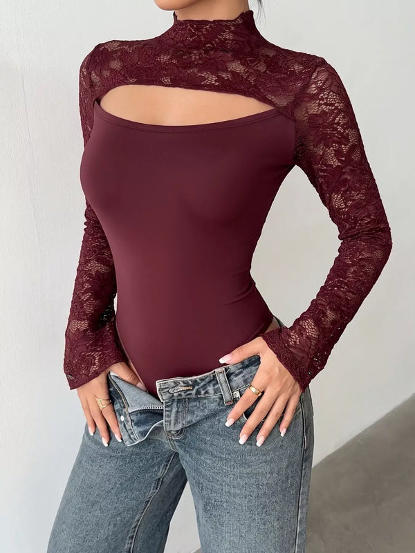 Lace cut-out flare sleeve bodysuit — additional view 2