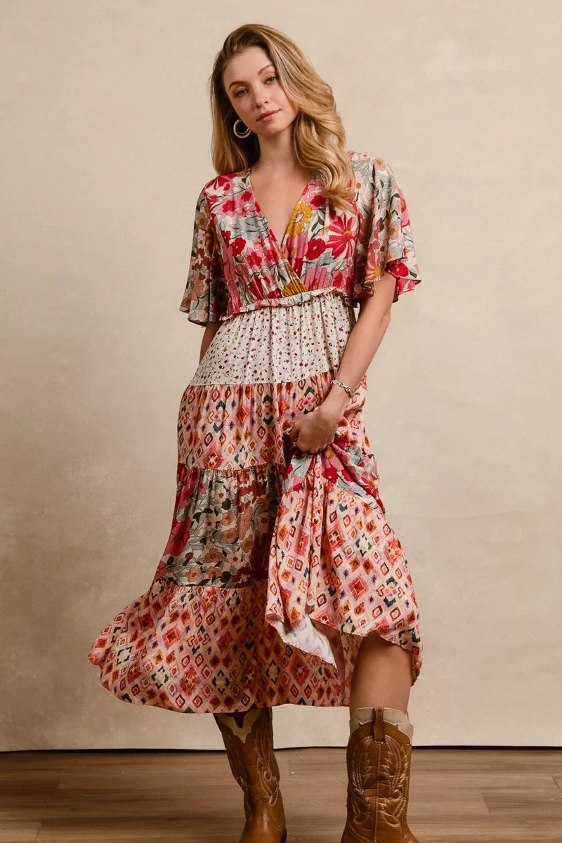 Floral Print Mix and Match Midi Dress — additional view 5