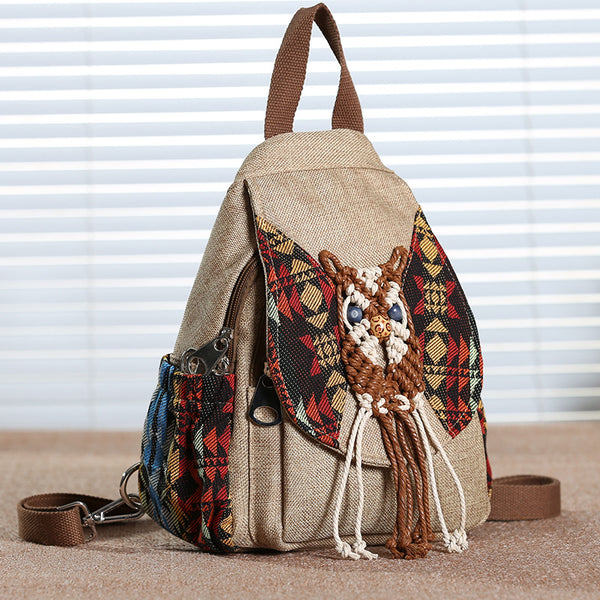 Main product photo of Canvas Tassel Backpack, blue, everyday style