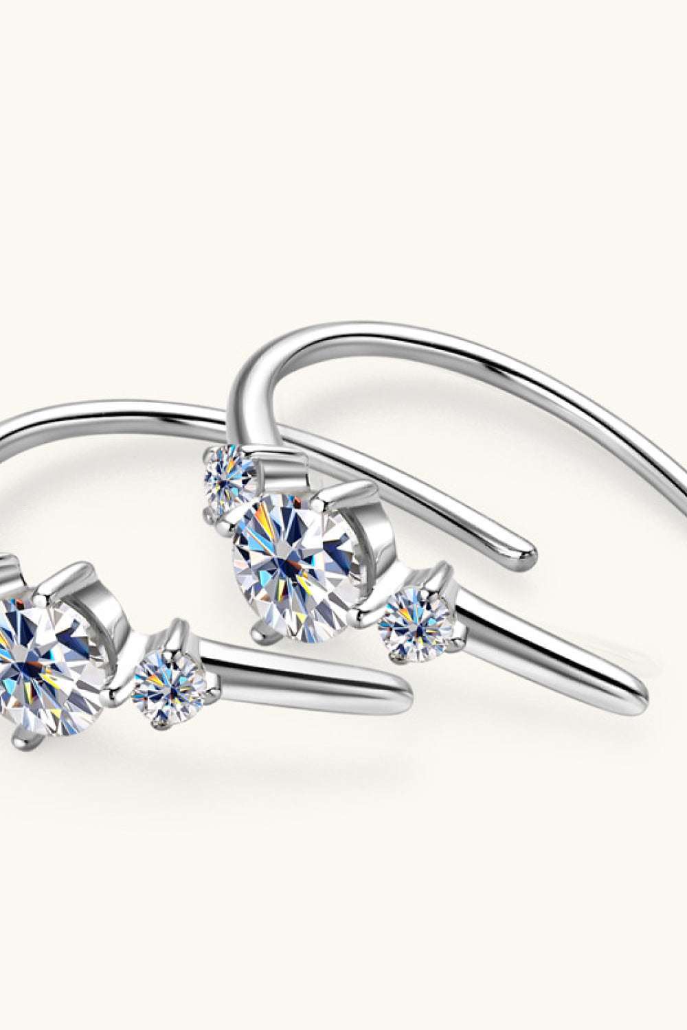 Cubic zirconia stud earrings in silver-plated alloy — additional view 5