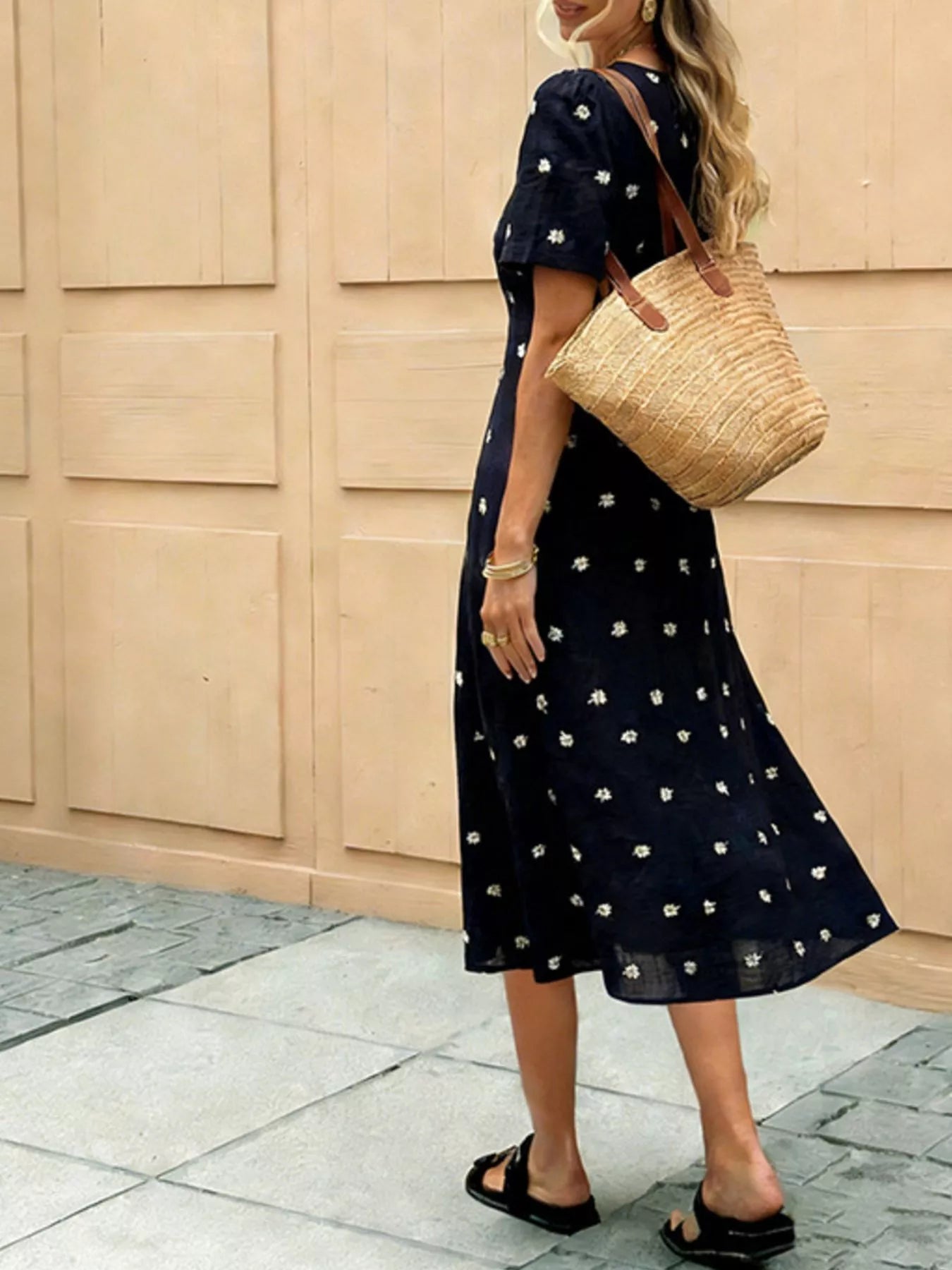 Daisy Print Tie-Front Midi Dress — additional view 4