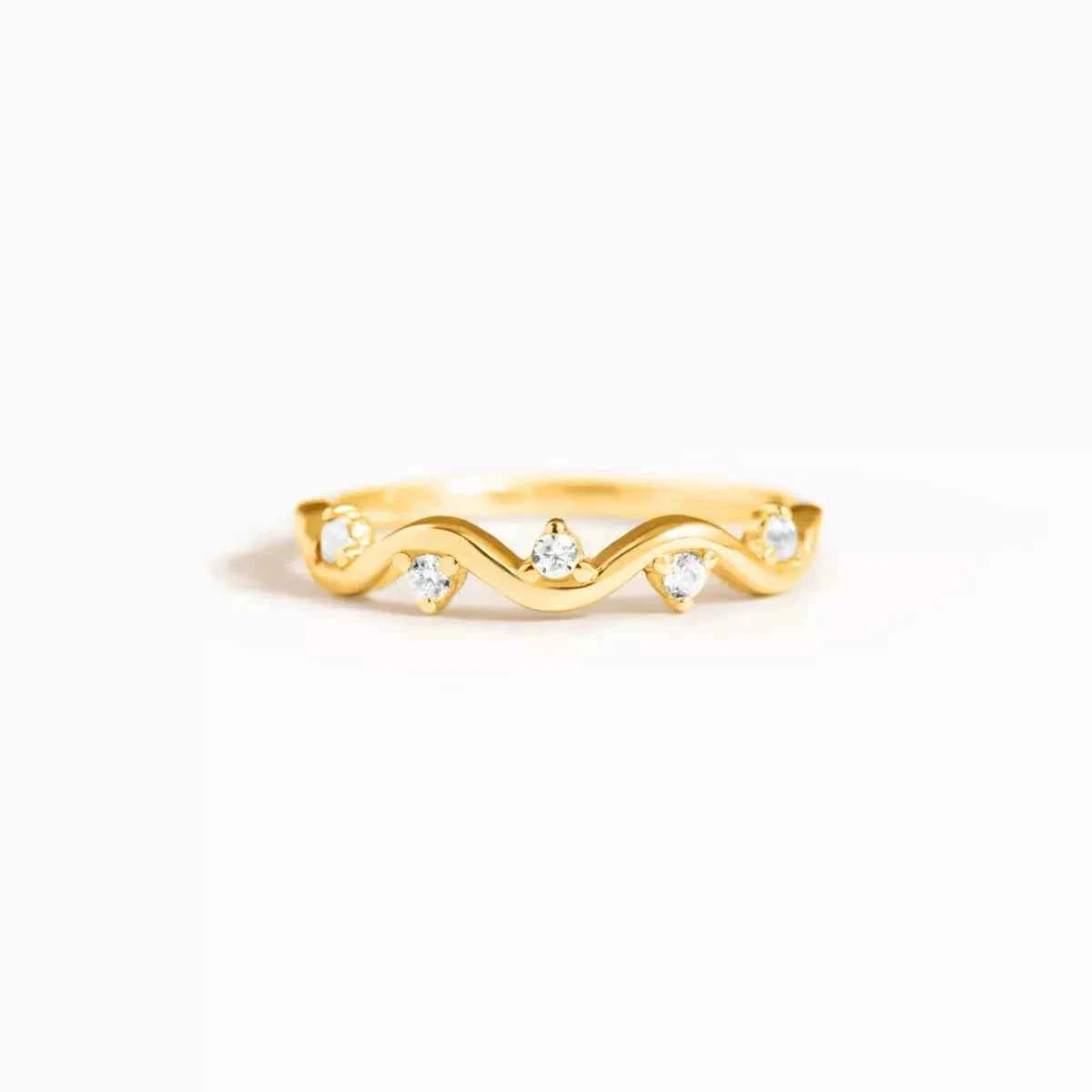 Zircon wave ring in silver-plated alloy — additional view 6