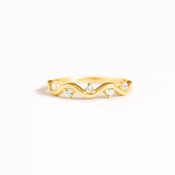 Zircon wave ring in silver-plated alloy — additional view 6