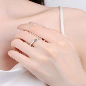 Silver heart-shaped solitaire ring with cubic zirconia