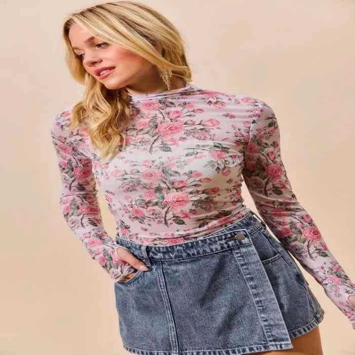 Sheer floral layering top — primary view