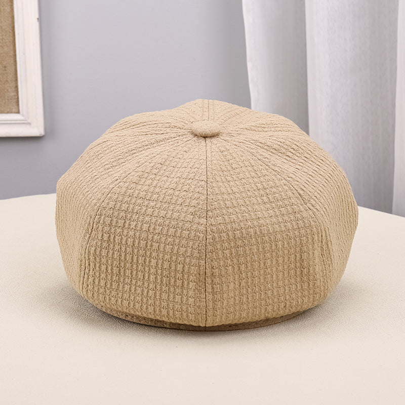 Women's Pleated Octagonal Newsboy Cap-Splashis, alternate view 1