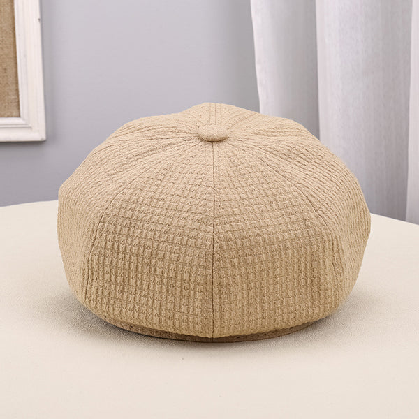 Women's Pleated Octagonal Newsboy Cap-Splashis, alternate view 1