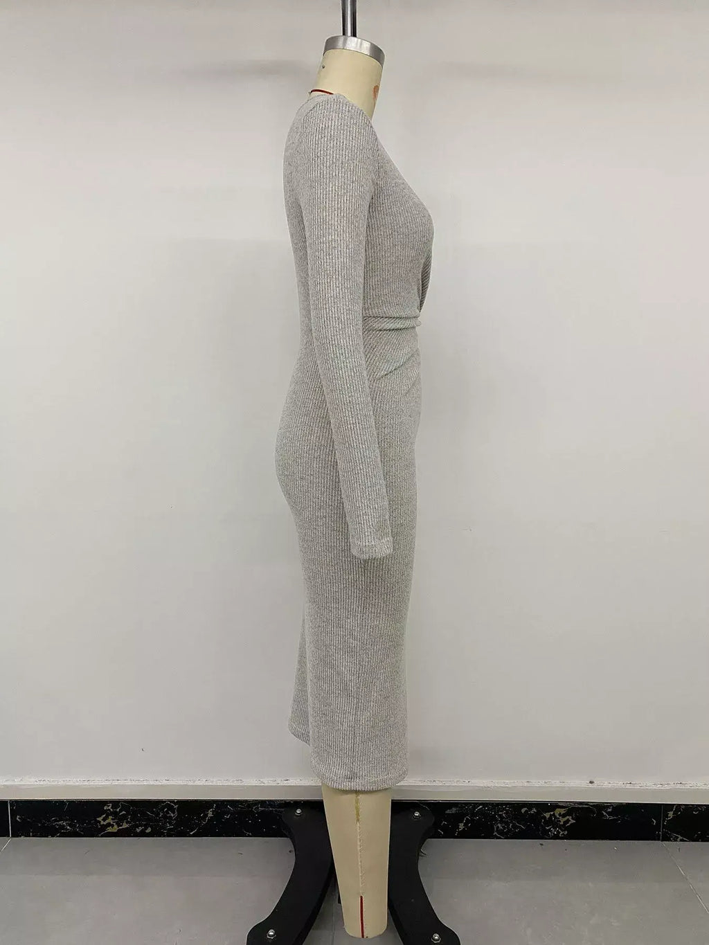 Ribbed knit long sleeve midi dress — additional view 7