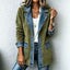 Army green women's suede-look patchwork slim-fit jacket