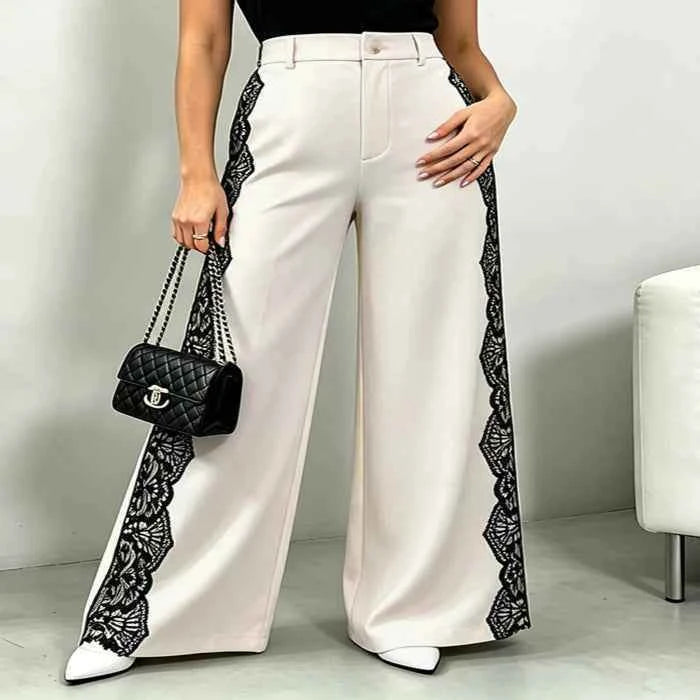 Lace detail wide-leg pants — primary view