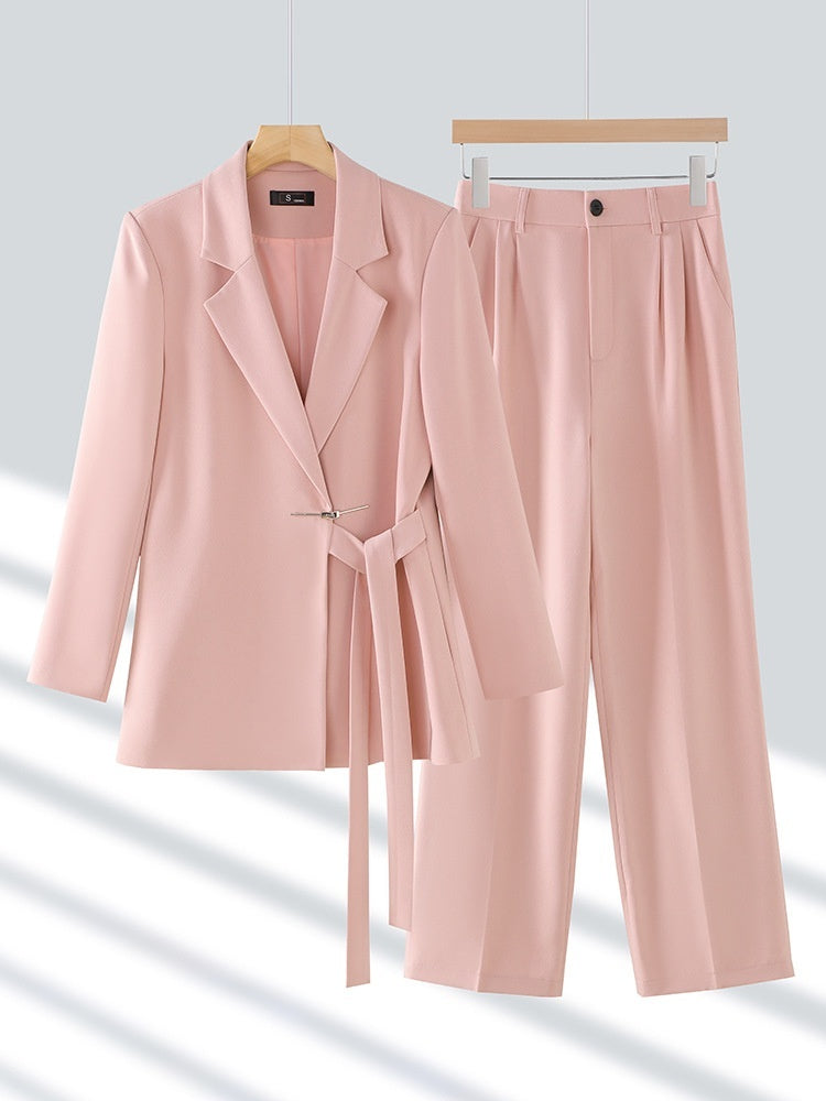 Women's Suit Collar Blazer & Wide-Leg Pants Two-Piece Set, product view 7