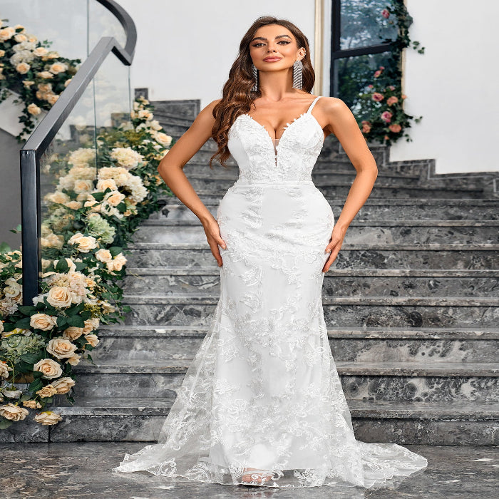 Embroidered V-neck sheath dress — primary view Main image