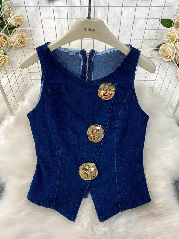 Trendy Flare Jeans and Vest Set view 2