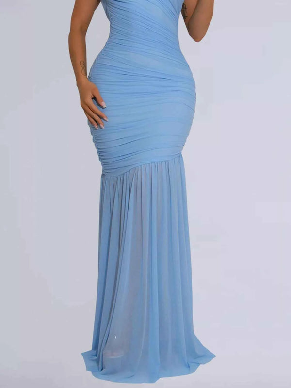 One-Shoulder Ruched Bodycon Maxi Dress-Maxi Dress.-Splashis-Splashis