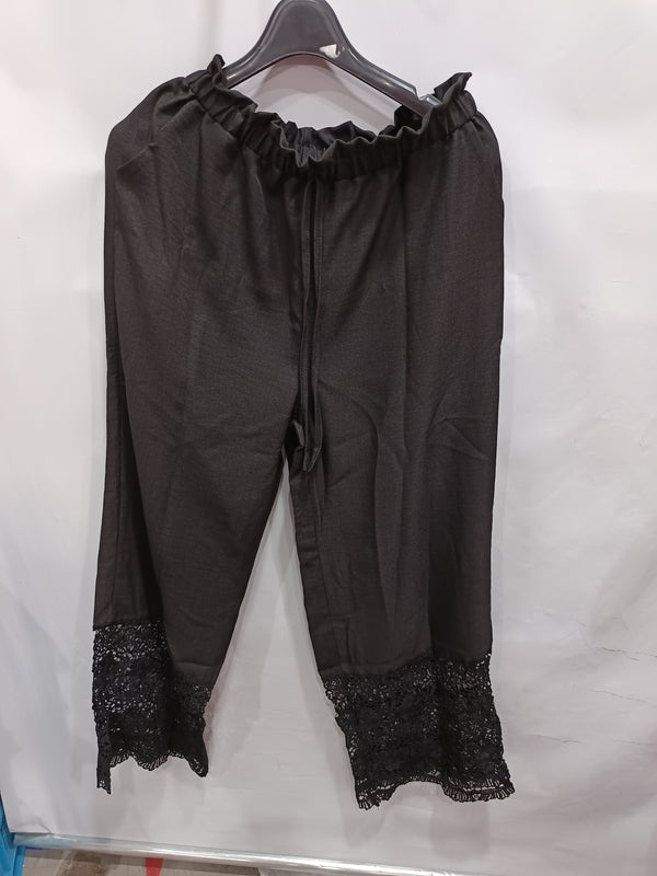 Lace-trimmed wide-leg pants product image