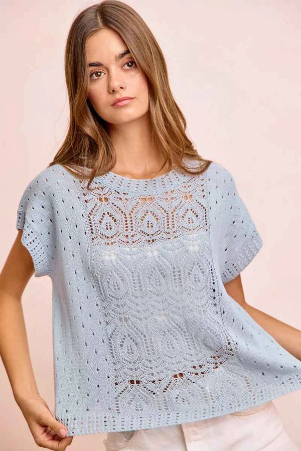 Eyelet knit top — additional view 2