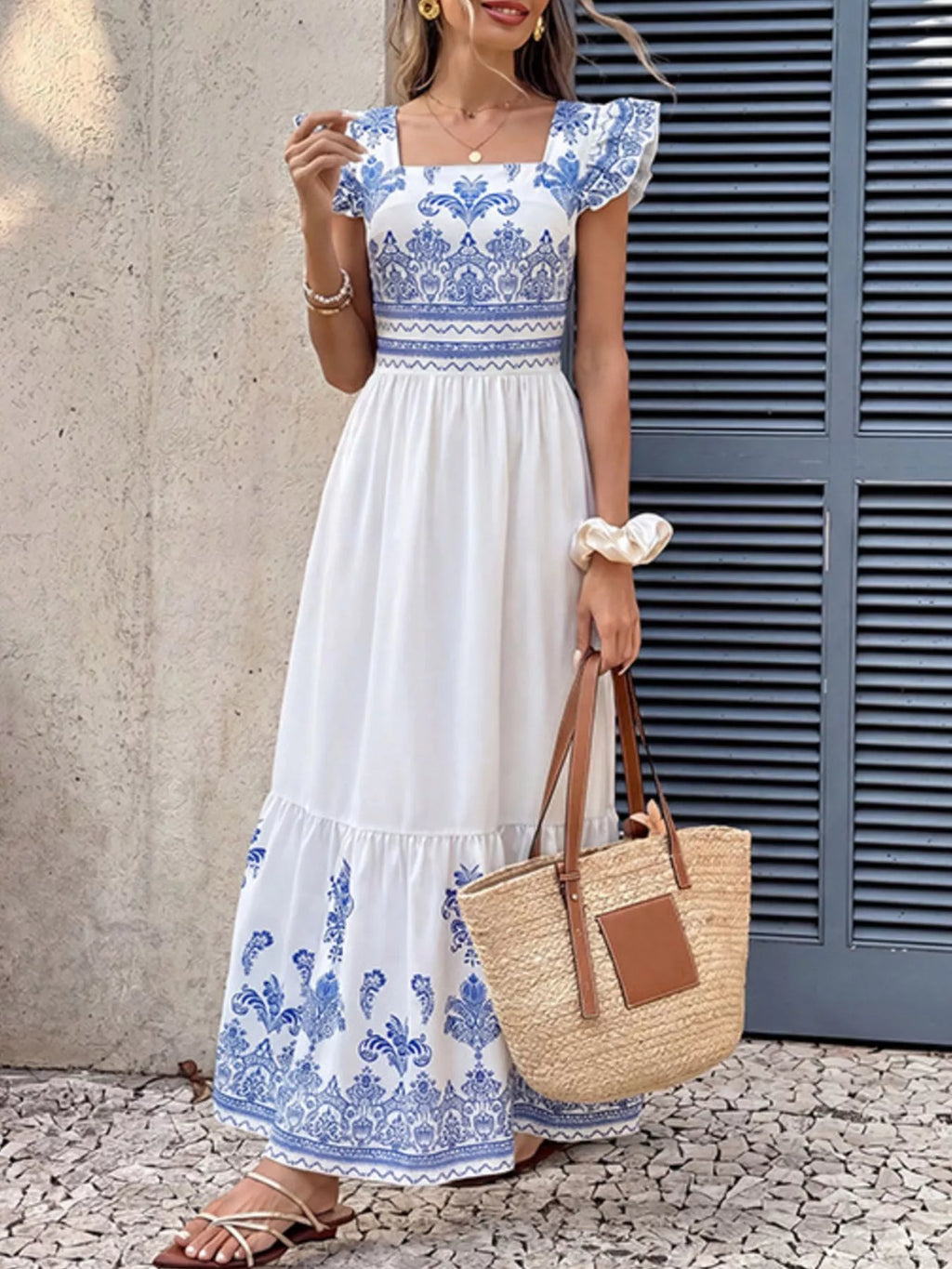 Printed Square Neck Maxi Dress — additional view 2