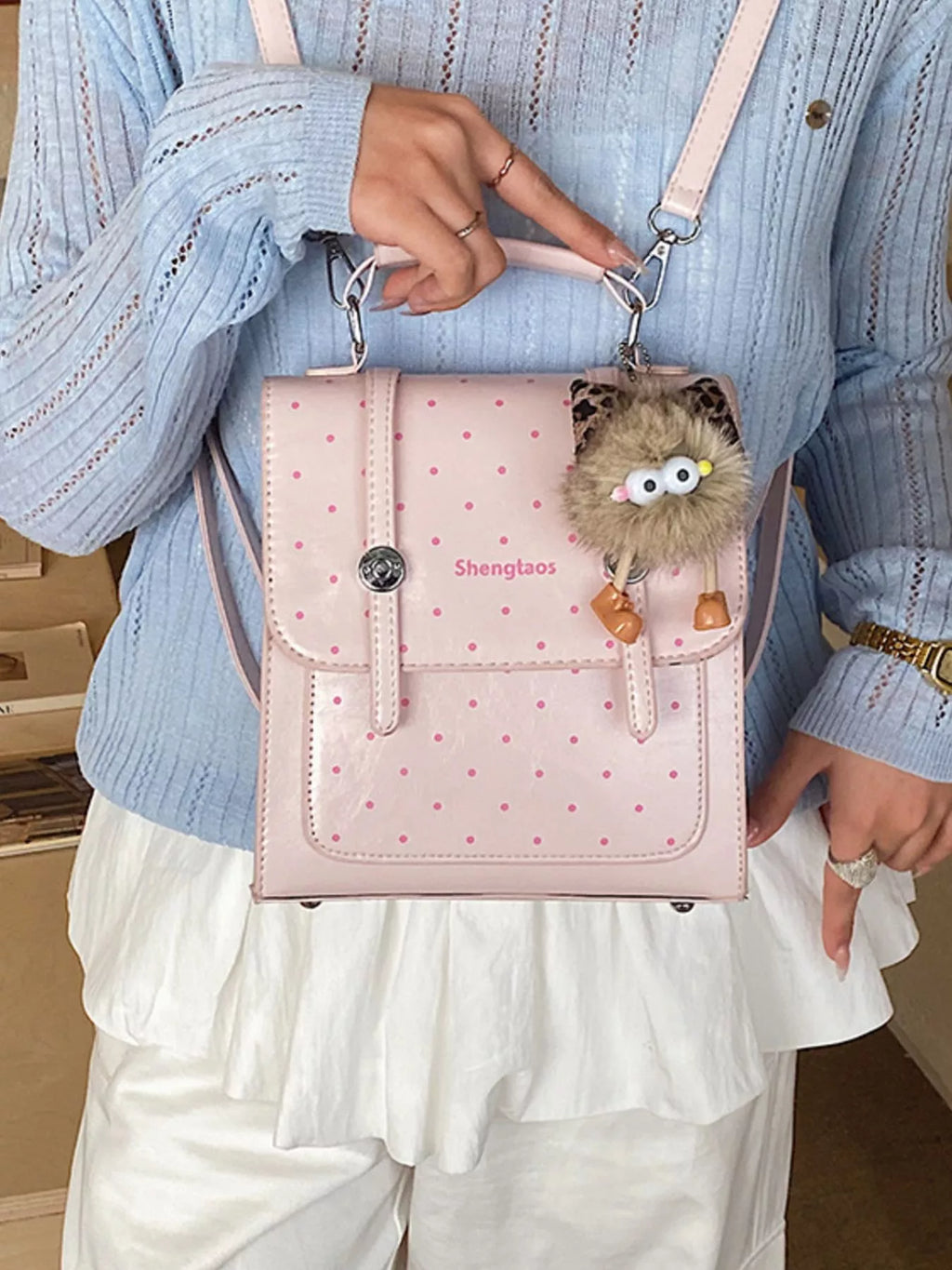 Mini Polka Dot PU Leather Backpack — product image 8