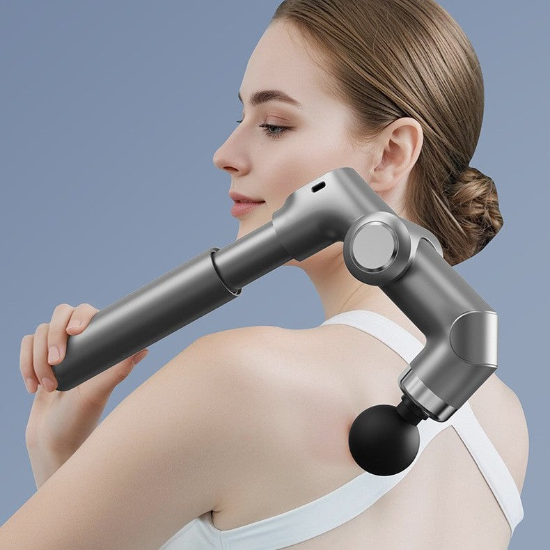 Massage gun shown in extended position