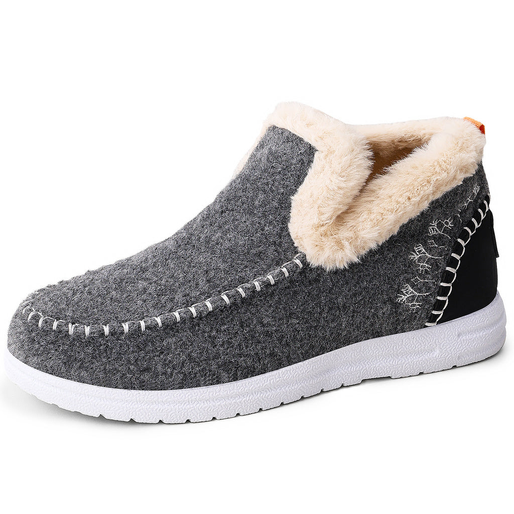 Gray warm lined flat winter boots for women