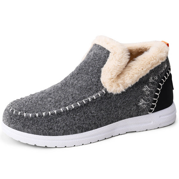 Gray warm lined flat winter boots for women