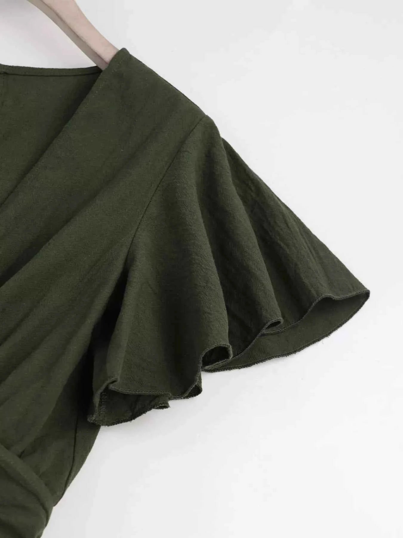 Tie waist flutter sleeve romper — additional view 7