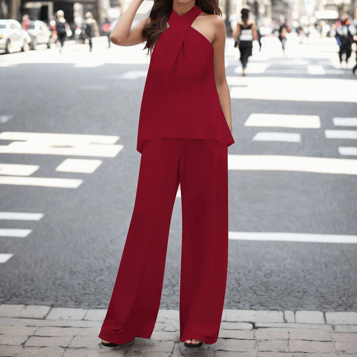 Women’s Halter Top & Wide-Leg Pants Set product image