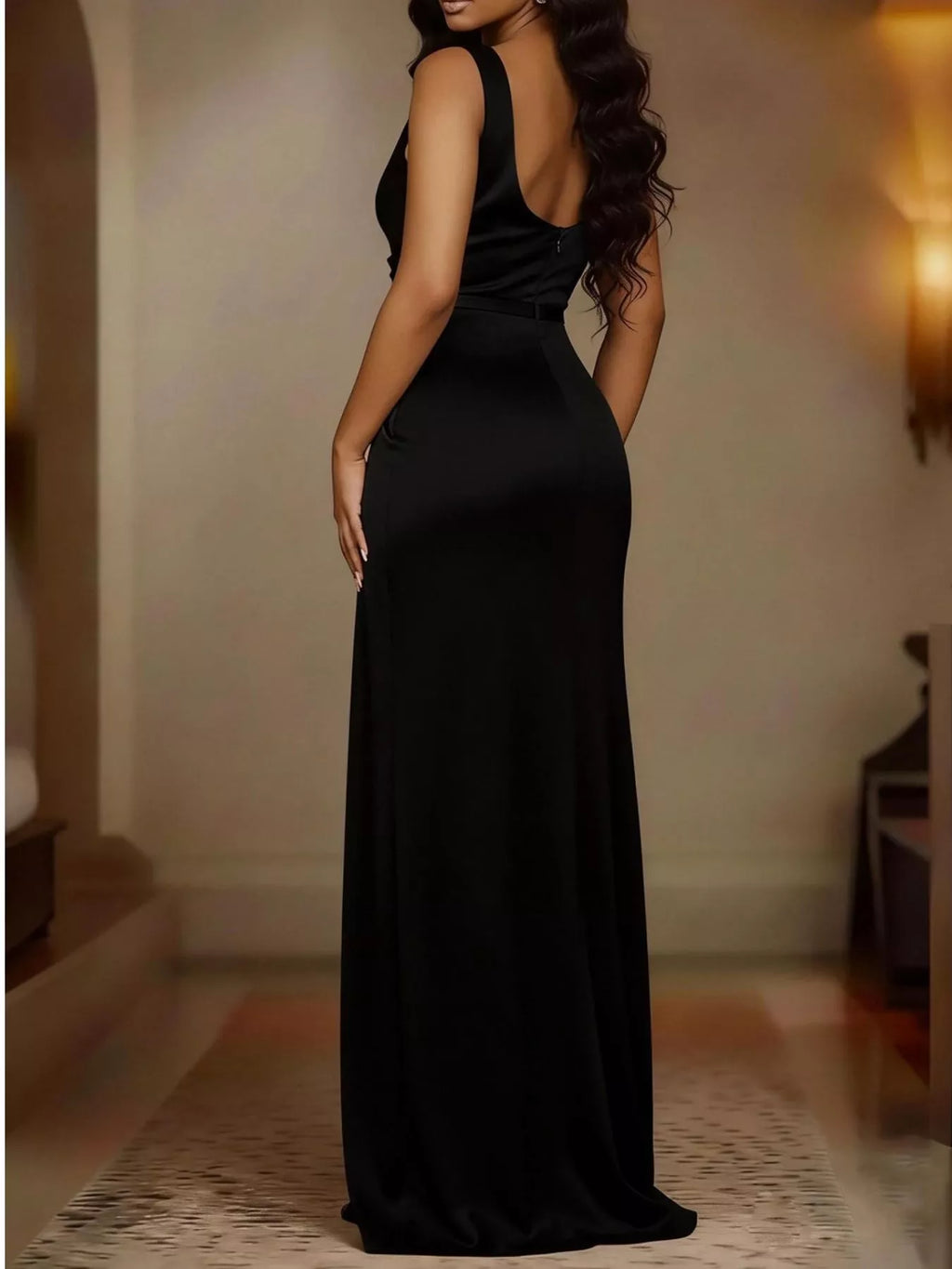 Elegant satin cowl-neck maxi dress — additional view 6