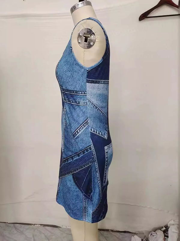 Patchwork Denim Sleeveless Dress — additional view 5