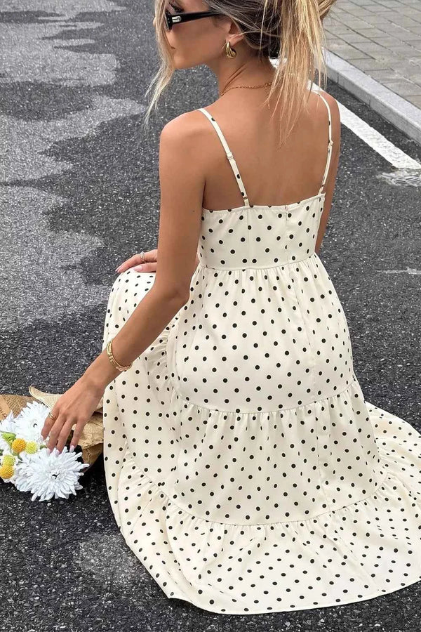 Polka dot tie-front cutout maxi dress — additional view 5