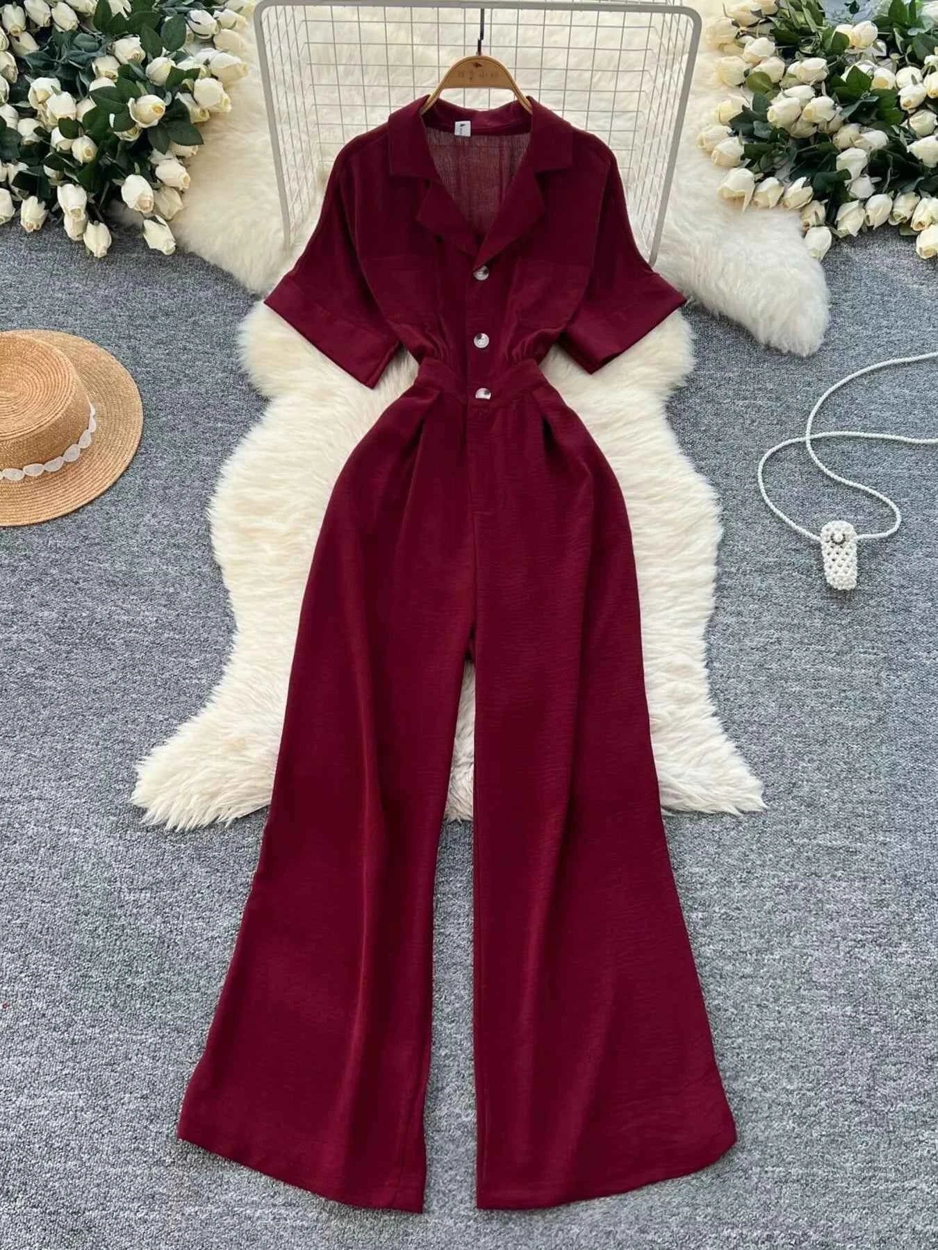 Belted tie waist wide leg jumpsuit — additional view 12