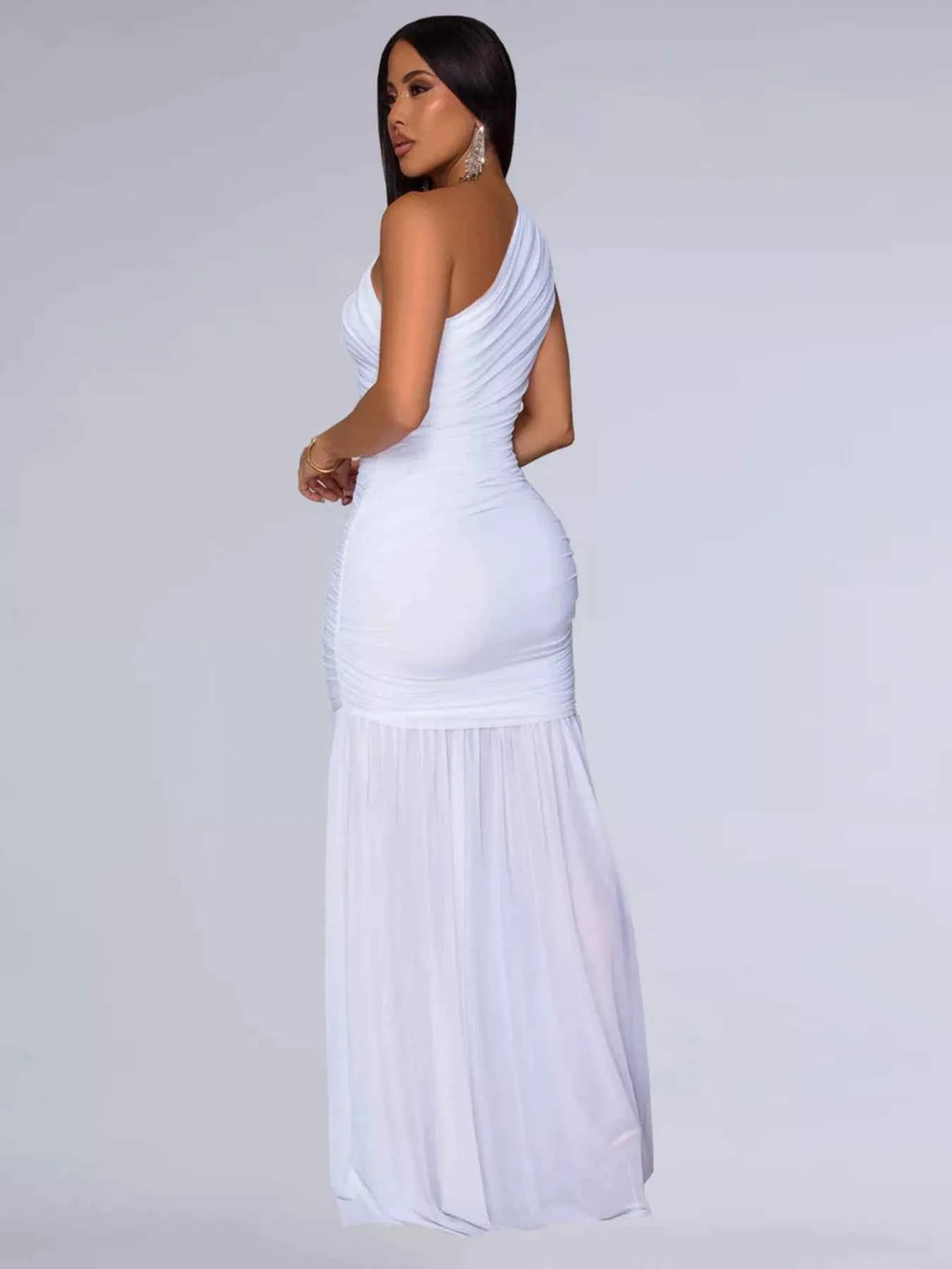 One-Shoulder Ruched Bodycon Maxi Dress-Maxi Dress.-Splashis-Splashis